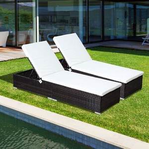 Chaise longue ronde en poly rotin moderne pour l'extérieur, pour piscine, salon, hôtel ou entrée - Product Image 1