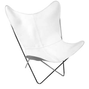 Silla de mariposa de cuero blanco Marco de hierro plegable negro diseño rústico plegable para dormitorio al aire libre hogar sala de estar hogar Oficina - Product Image 1