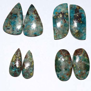 พลอยคู่ Chrysocolla Cabochon,พลอยแท้ฟรีไซส์สำหรับทำเครื่องประดับ DIY - Product Image 1