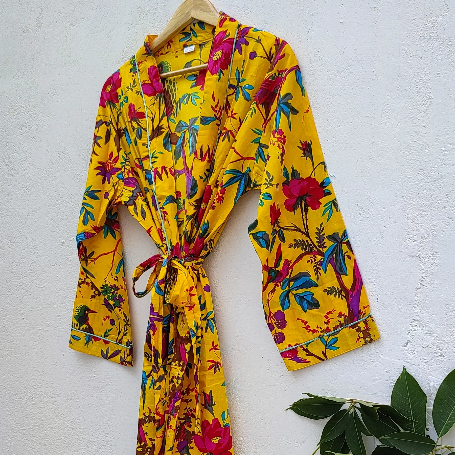 100% coton Kimono Robes pur coton Kimono main bloc imprimé coton Kimono Robe de douche coton Kimono Robe Robe de chambre