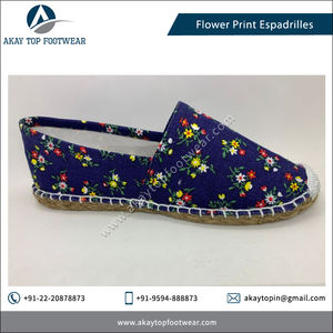 Dernières espadrilles traditionnelles pour femmes chaussures d'été plates conception de toile florale fermeture à enfiler rembourrage antidérapant léger - Product Image 5
