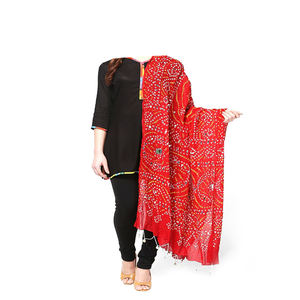 Indian Jaipuri cotton dupatta red color For Sale - Product Image 1