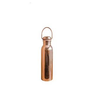 High Quality Copper Water Bottle Seamless Pure Copper Hammered Shiny Polished Water Bottle for Ayurvedic Health Benefits