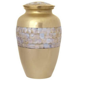 <b>Top</b> Quality Brass Adult Cremation Urns With <b>Pearl</b> Design And Gold Finished Metal Funeral Urns Fro Ashes . - Product Image 1