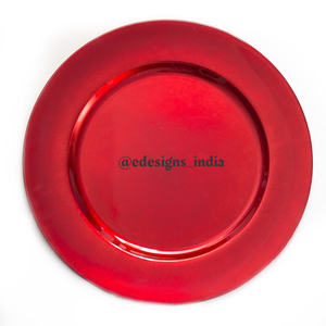 Plaque ronde en métal avec chargeur rouge, 10 pièces, décorative, de qualité supérieure, faite à la main, assiette de service fantaisiste, écologique de luxe - Product Image 2