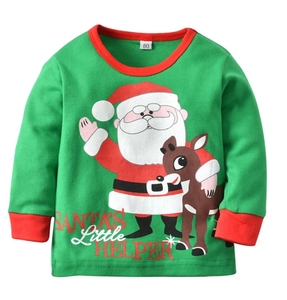 Collection de vêtements pour enfants en gros Offre Spéciale Nouveau style Père Noël Pyjamas O-Neck T-shirt tricoté en coton écologique - Product Image 3