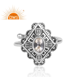Crystal <b>Quartz</b> Gemstone <b>Ring</b> Supplier Jewelry Supplier Oxidized Sterling Silver Floral Designer <b>Ring</b> Wholesale - Product Image 2