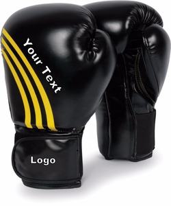 Gants pour la boxe en cuir de vache, personnalisés, logo, noir, moulant, pour le combat - Product Image 1