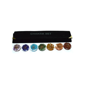 Orgone Energy Chakra Round Set con bolsa Artesanía de piedra semipreciosa para una protección efectiva de EMF - Product Image 1