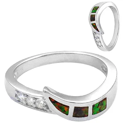 Inlay & Cubic Zirconia 925 Silver Ring Adjustable Cubic Zirconia Silver Ring