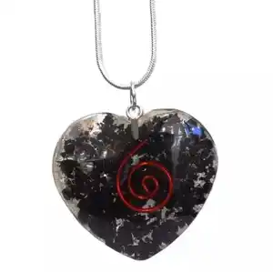 Handmade Black Tourmaline Orgone Heart Shape Pendant For Sale Wholesale Orgone Crystals Pendant :orgone pendant:reiki healing