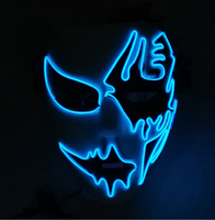 Masque lumineux à bouche de poisson fantôme blanc, masque EL Halloween, masque LED effrayant pour fête cosplay