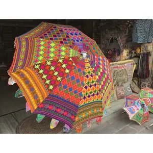 Parapluie de mariage indien fait à la main traditionnel grand patio décoratif Design floral décorations intérieures et extérieures broderie miroir