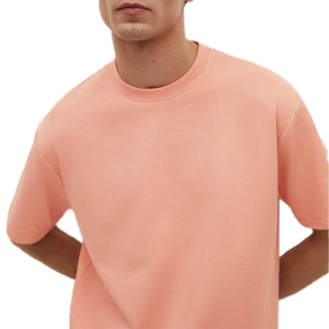 T-shirt homme décontracté OEM 2021, nouveau modèle, col rond, uni, violet, 100% coton. - Product Image 1