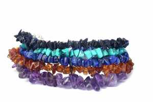 Pulsera larga de plata de ley 92,5 turquesa Natural, piedra solar, citrino, lapislázuli, Chips sin cortar de amatista, de 7 a 8 pulgadas - Product Image 4