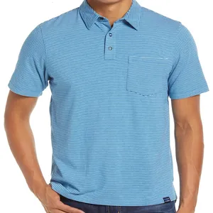 批发孟加拉厂家直销促销Polo t恤OEM纱线染色条纹最新设计男士Polo t恤