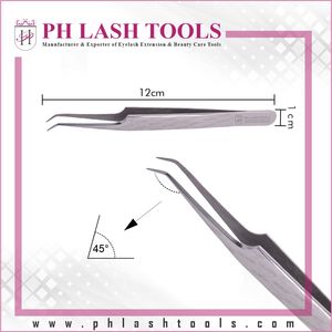 Eyelash Extensionแหนบ,ปริมาณTweezer 6มม.45องศาPro,แหนบEyelash Extensionสแตนเลสสตีลแหนบสำหรับขนตา - Product Image 5