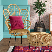 Rattan-Akzentstuhl mit Fächerlehne, handgefertigte Rattanmöbel, 100% Natur