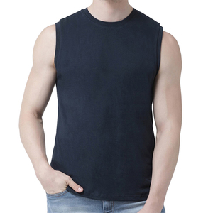 Camiseta sin mangas para hombre, cuello alto, color azul marino, 100% algodón poliéster, verano, logotipo personalizado, precio mayorista 2026 - Product Image 1
