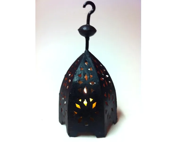 Lanterne domestique marocaine en métal noir, porte-bougie pour Table de mariage, décoration de luxe