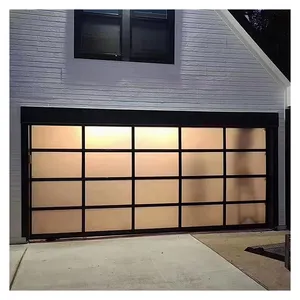 Alucasa Black Overhead Modern Security Aluminum Alloy Frosted Glass Garage Doors for Villa