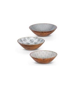 Bol à salade en bois et imprimé poli, échantillon gratuit et eau sûre, avec restaurants à salade faits main et à usage domestique - Product Image 2