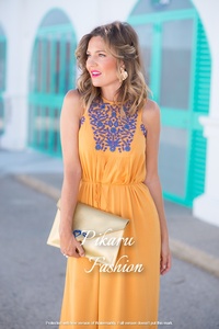 Women Ethnic Fashion Empire Long Dresses Fancy Embroidery Clothing Sleeveless Party Wear <b>Explosive</b> Dress Women V-Neck Dress - Product Image 4