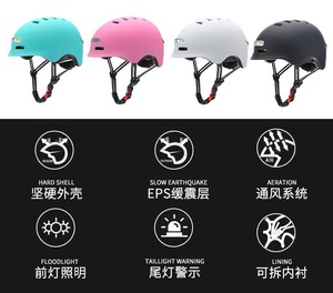 Casques de sécurité universels pour Skateboard, équipement de vélo à lumière LED, pour femmes et hommes, cyclisme - Product Image 3