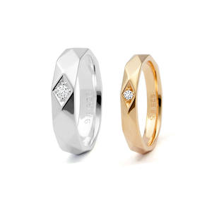 Rhombus Rose Gold & Silver Plated Sterling Silver Regalo de compromiso romántico de alta calidad Anillos de aniversario de boda para unisex - Product Image 1