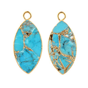 Clásico Simple Mohave Sky Blue Cobre Turquesa Fabricación de joyas Conector Oro Galvanizado Marquesa Forma Encontrar Hecho de latón - Product Image 1