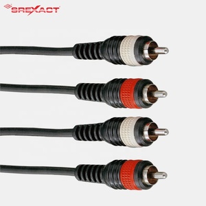 Câble audio-vidéo professionnel SREXACT 2m RCA à paire torsadée, blindage spiralé rouge et blanc, gaine PVC nickelée, cuivre nu - Product Image 1