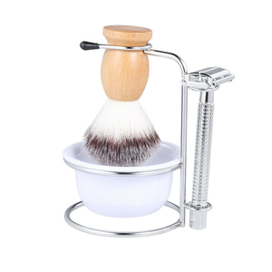 Support de rasage en acier inoxydable de logo personnalisé de haute qualité avec miroir satiné bol de rasage de barbe argentée vente en gros - Product Image 1