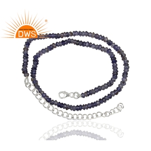 Naturel À Facettes Iolite Gemstone Collier De Perles Pour Femmes Grossiste de Bijoux En Argent Faits À La Main Fournisseur - Product Image 3