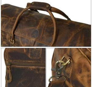 Bolso de Hombro de Viaje Unisex de Cuero de Búfalo 100% Genuino, Hecho a Mano, Vintage, Marrón, Personalizable, Ligero, Duradero, con Cierre de Cremallera - Product Image 3