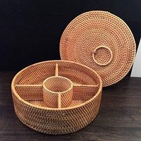 Plateau à bonbons moderne en bambou fait main, écologique, avec couvercles, pour rangement de table, origine Vietnam, personnalisable avec logo imprimé - Vente en gros