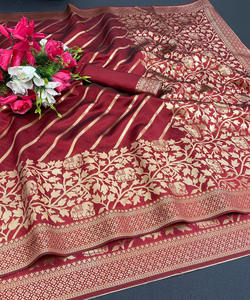 Banarasi soie jacquard saree avec chemisier vêtements pour femmes dames fête festival vêtements quotidiens doux coton soie sari en gros bas prix ApparelGarment - Product Image 1