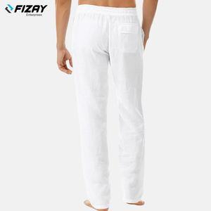 <b>Men's</b> High Quality <b>Summer</b> Casual Workout Running Gym <b>Trousers</b> <b>Lightweight</b> Canvas Embroidered Flat Front Mid Waist Drawstring - Product Image 5