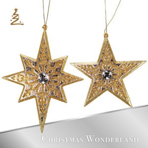 Ornement cristal de noël en or/argent, étoilé acrylique - Product Image 2