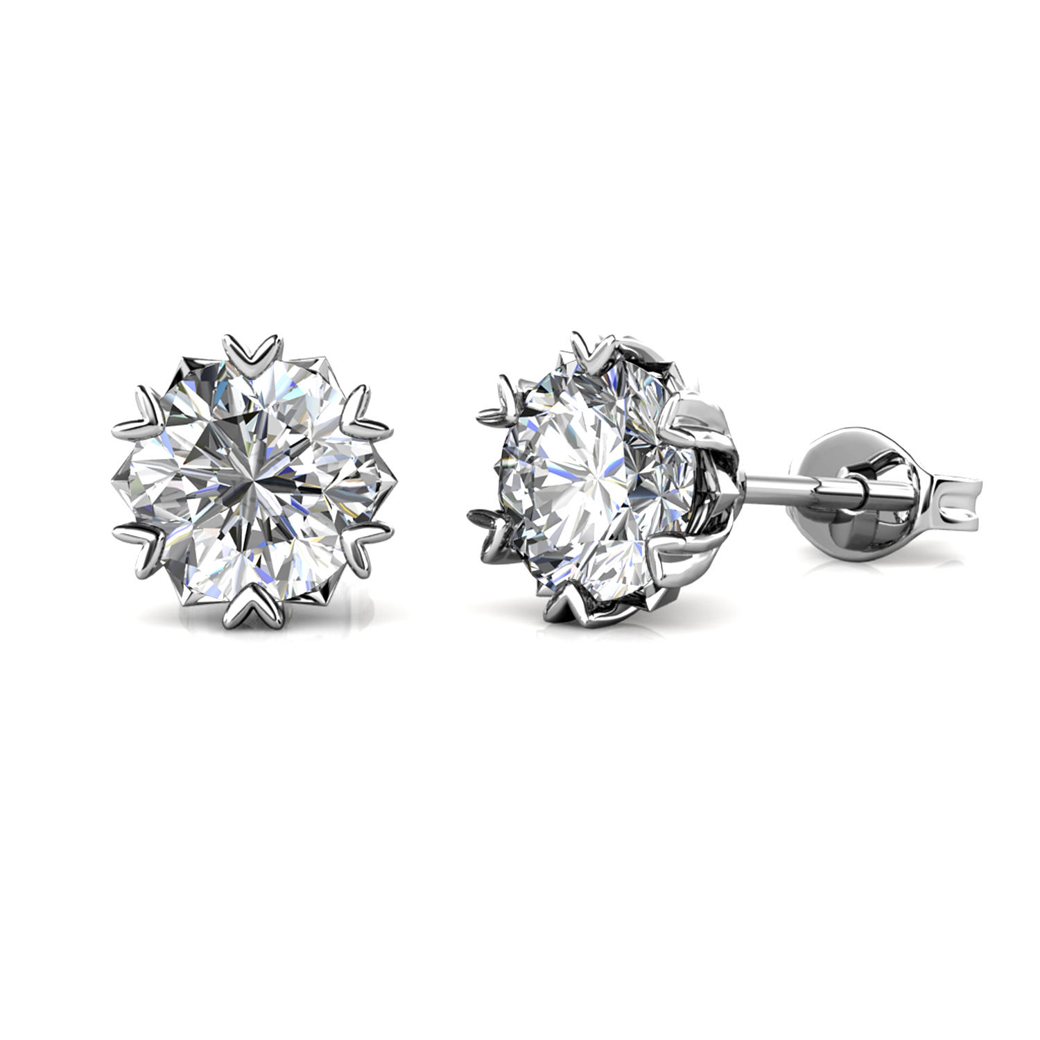 925 Silver with 18K White Gold Plated Small Earrings
