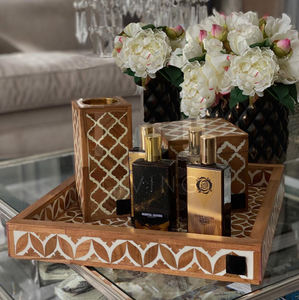 Axiom Home Accents Bois Os Incrustation Bakhoor Brûleur Plateau Dernière Conception Mabkhar Résine Brûleur D'encens pour Usage Religieux Décor À La Maison - Product Image 1