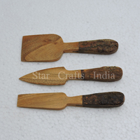 Couteau à fromage de cuisine en bois d'acacia et manche en résine de type spirale Set de couverts de table Set de 3 pièces