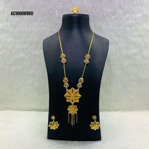 Collar largo africano, joyería, diseño nupcial, chapado en oro - Product Image 1