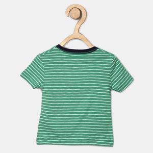 Cómoda camiseta informal con cuello redondo para bebé para verano, ropa de rayas supersuaves para niños, cuello redondo con estampado personalizado en contraste para clima cálido - Product Image 2