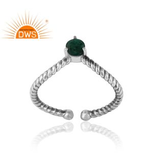 Conjunto de anillos de Esmeralda verde, joyería hecha a mano, anillo de Plata de Ley 925 oxidado, proveedor de anillos antiguos, Colección Vintage - Product Image 2