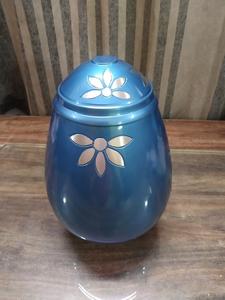 เครื่องเผาศพอลูมิเนียมสีฟ้าเปลือกไข่สลักลายดอกไม้สีขาวอุปกรณ์งานศพของอินเดีย - Product Image 4