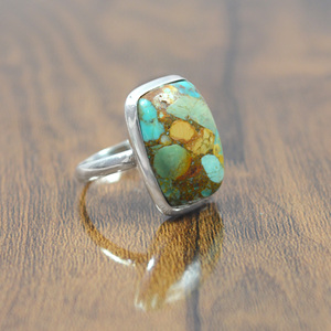 Anillo de piedras preciosas Vintage de Plata de Ley 925, cojín turquesa, proveedor de piedras preciosas, venta al por mayor - Product Image 3