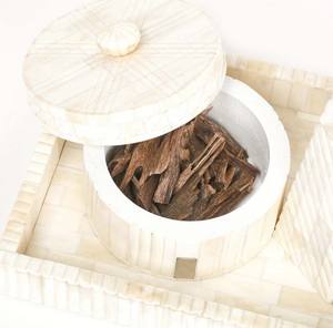 ROYAL ARTISANS Ensemble de brûleur à bakhoor et de plateau en incrustation d'os, style arabe, avec nacre perlée, modèle MUBKHAR TY78UIN, prix raisonnable - Product Image 3