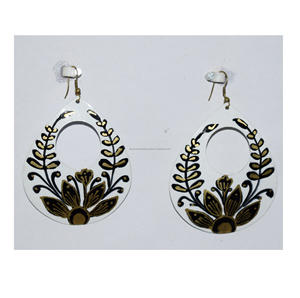 Hong Kong Antique Show bijoux pour femmes 1935 laiton bijoux décontractés Festival martelé coloré boucles d'oreilles gants pour femmes - Product Image 5