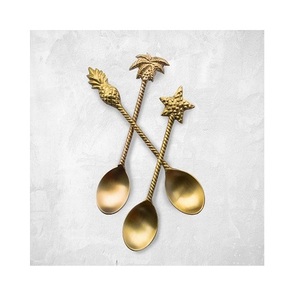 Different Design <b>Cutlery</b> <b>Set</b> Handmade Brass Gold Color Spoon <b>Set</b> For Hotel And Restaurant Kitchenware Use - Product Image 1
