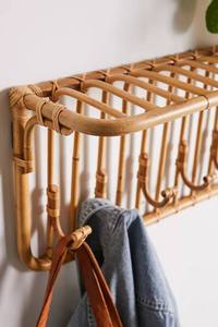 Crochets muraux en rotin de bambou faits à la main, étagère décorative de haute qualité, cintre pour vêtements - Product Image 4